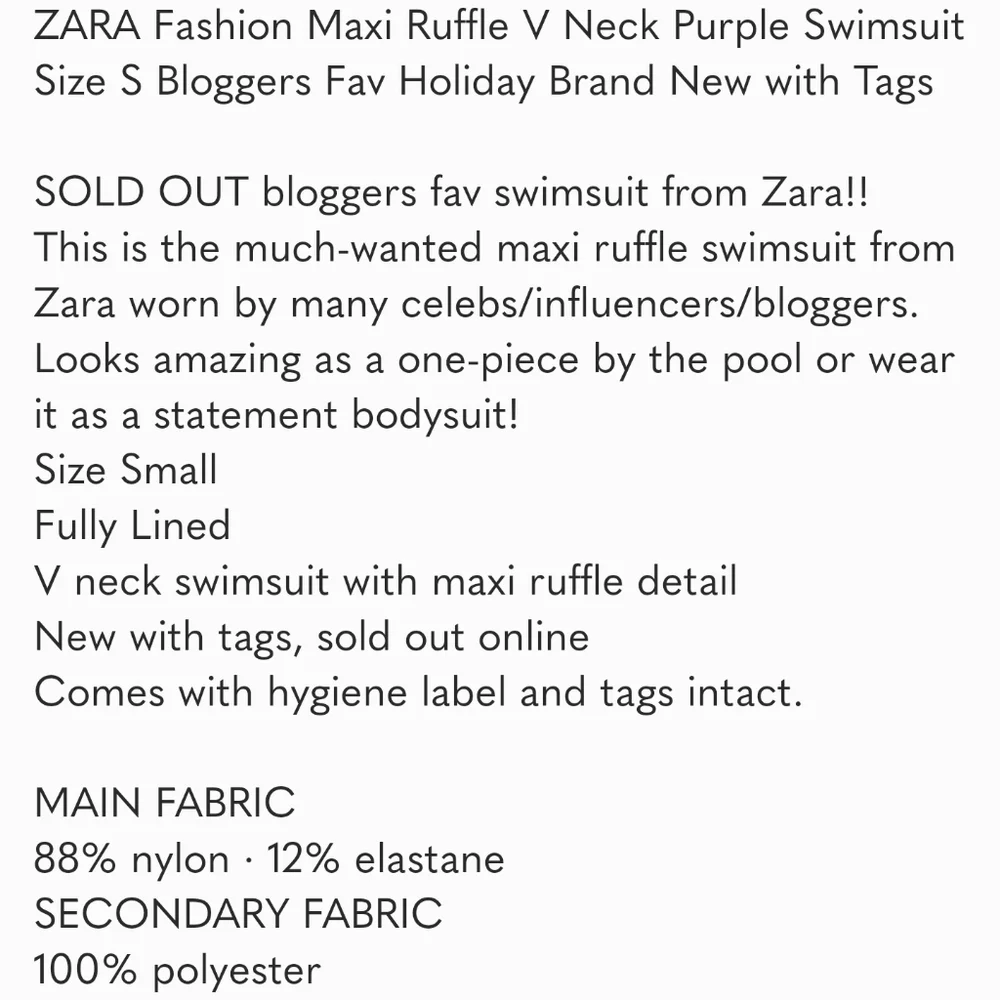 Zara size brand